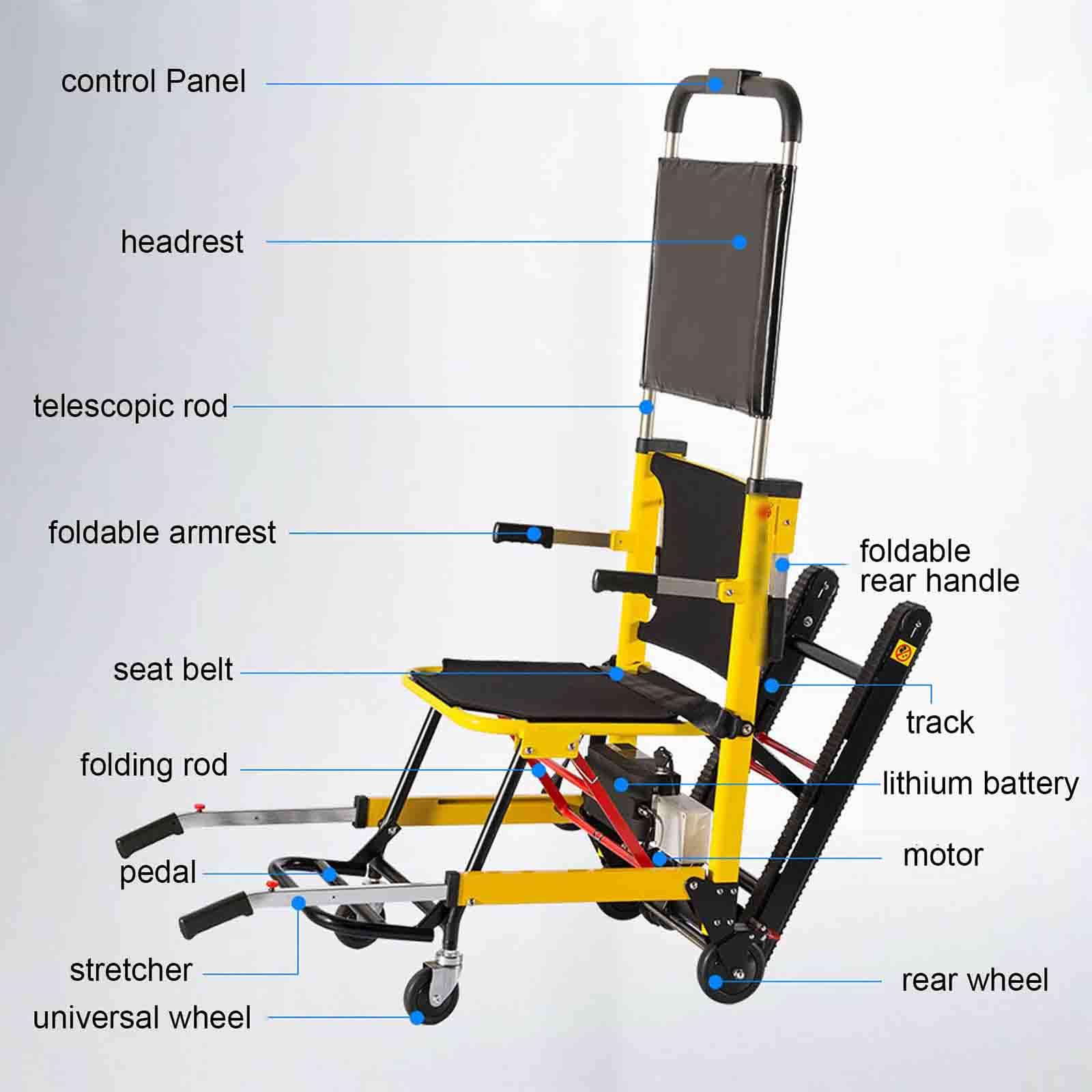Sedia a rotelle pieghevole per disabili e anziani, sollevatore elettrico per sedia a rotelle con capacità di 167,8 kg, sedia elettrica portatile per scale