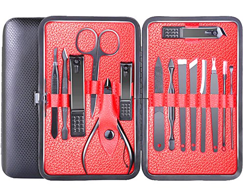 Professional 15pcs Stainless Steel Manicure Set Nail Clipper Set Nail Tools with Portable Travel Case