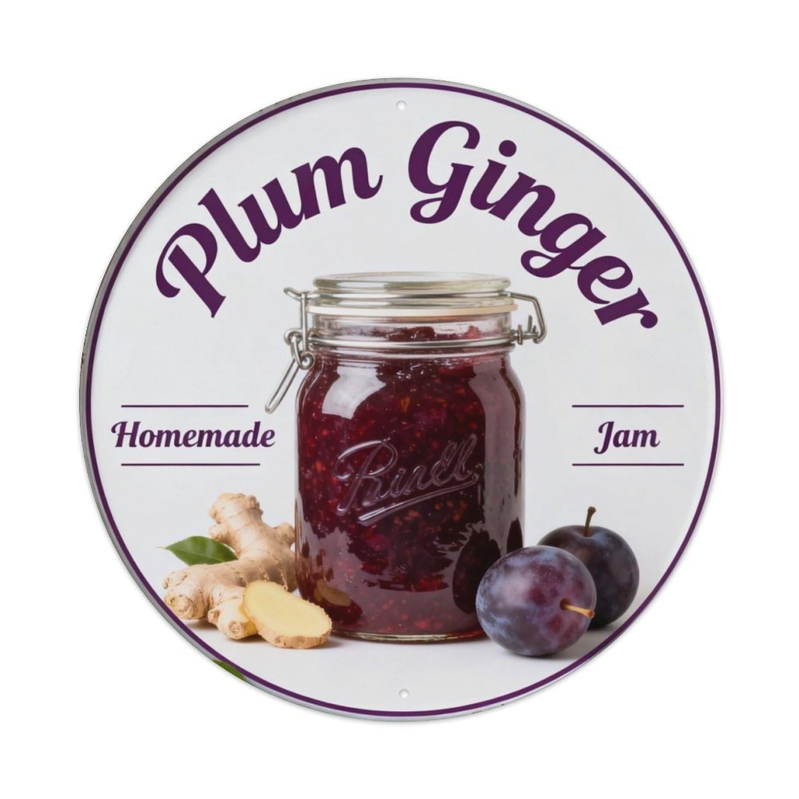 Plum Ginger Homemade Jam Metal Tin Sign Plaque