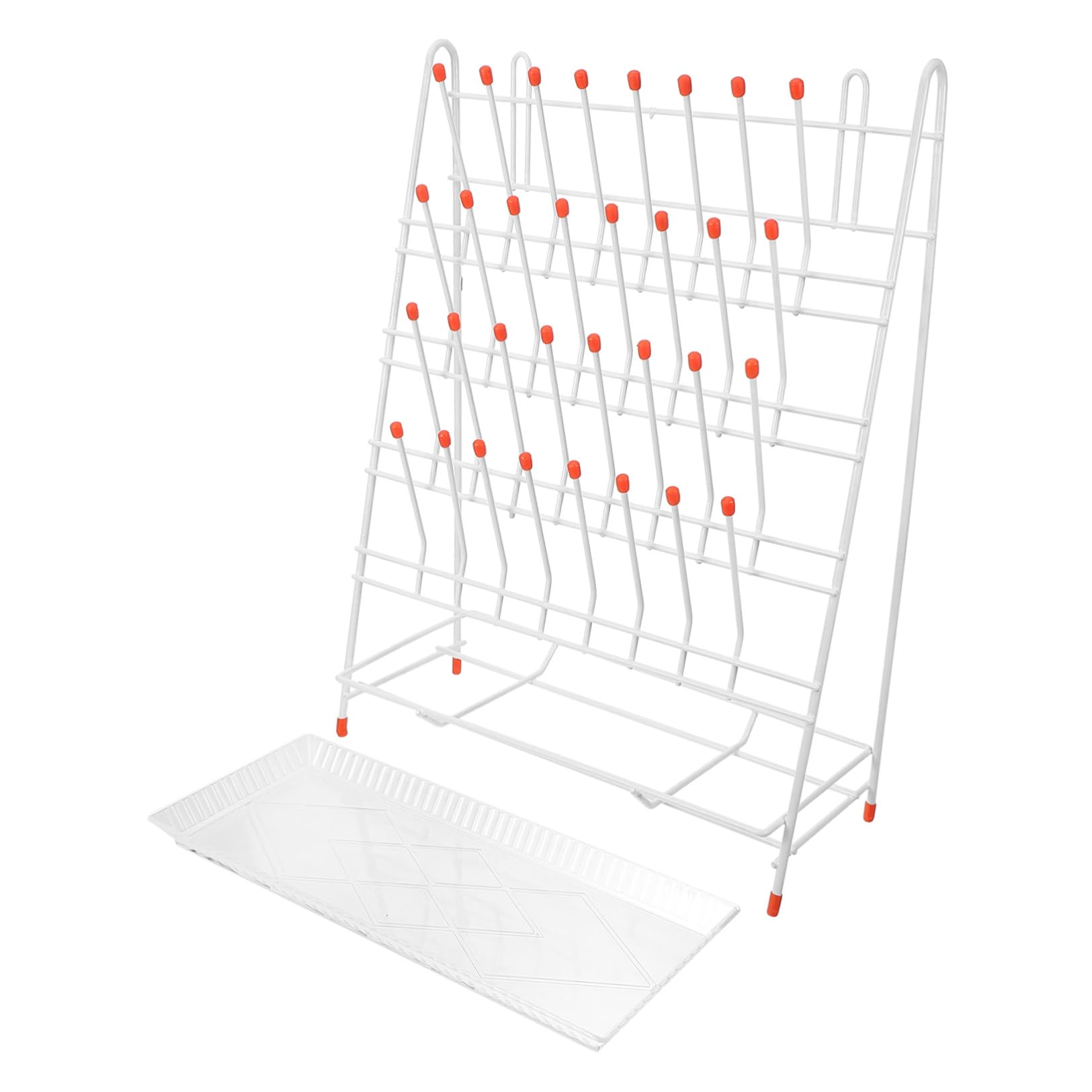 Rastrelliera di Essiccazione Design a 32 Supporti per Laboratorio in Ferro Bianco 32 Posti Alta Stabilità e Durata per Asciugatura di Provette e Contenitori da Laboratorio