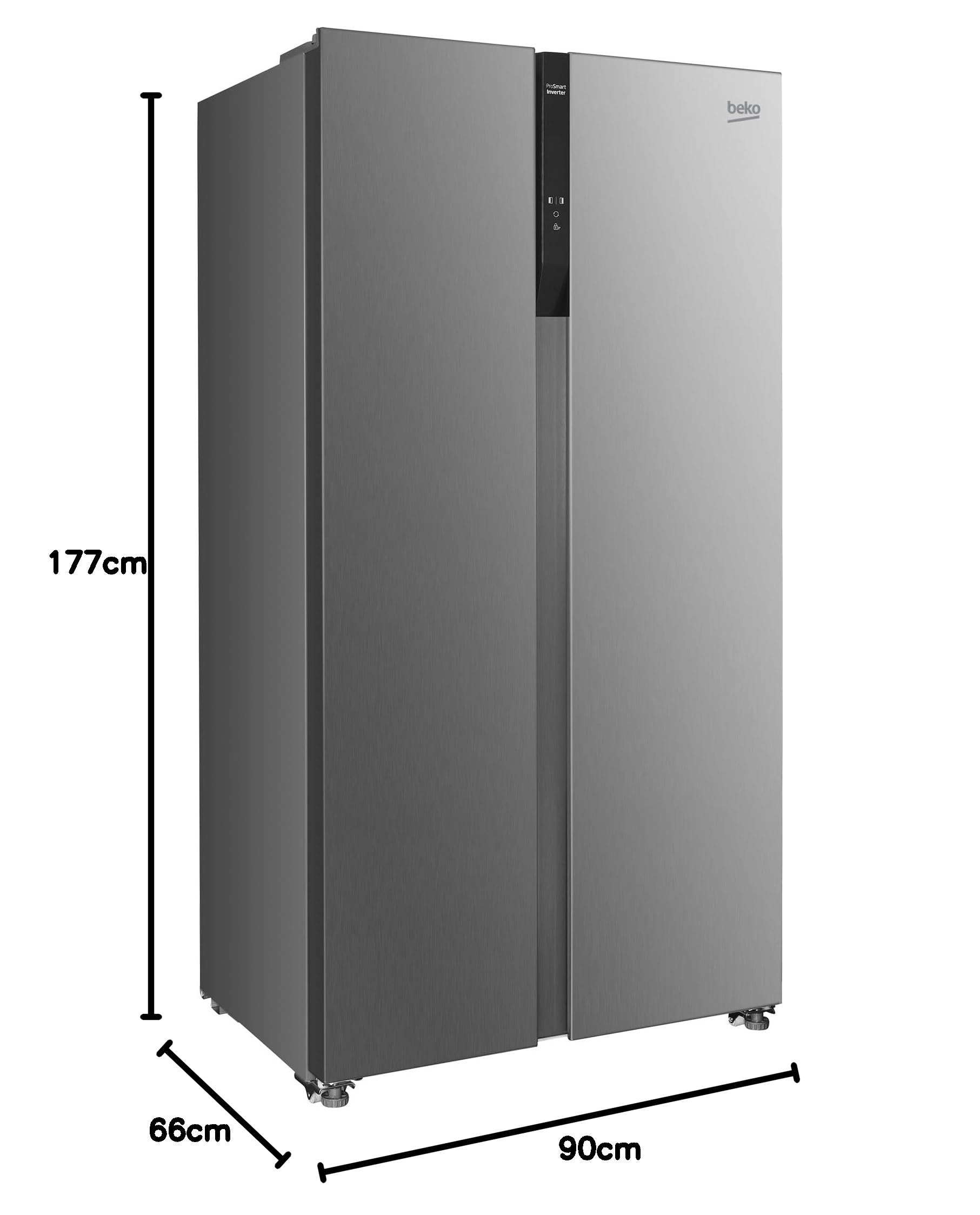 Beko GNO5322XPN Side-by-Side, Kühlschrank, Gefrierschrank, 532 l Gesamtvolumen, 347 Liter Kühlbereich, 185 Liter Gefrierbereich, Multifunktionsdisplay, Schnellkühlen, Türalarm, Edelstahl-Look