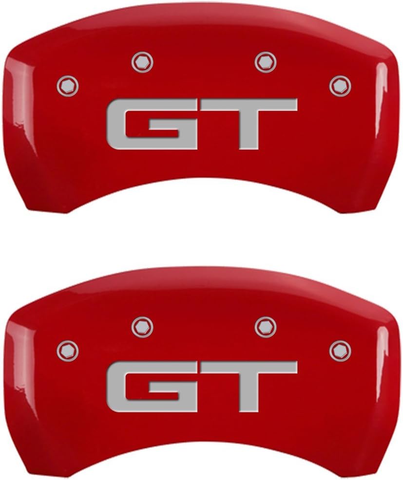 MGP Caliper Covers - Brake Caliper Covers 2015-2023 Ford Mustang (Brembo brakes, 2021 6 piston calipers) - Front and Rear Set - Red
