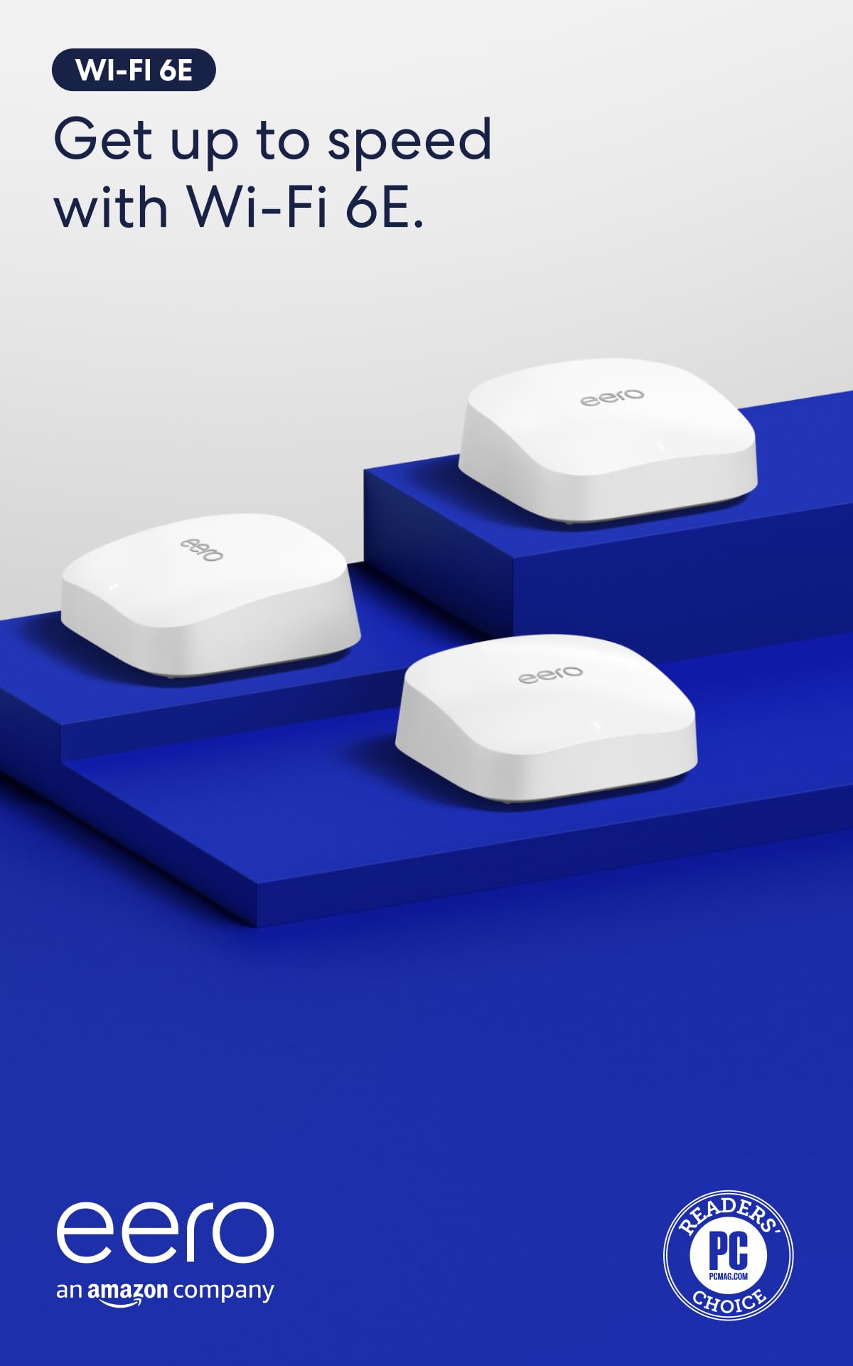 Amazon eero Pro 6E mesh wifi system - Supports internet plans up to 2.5 Gbps, Coverage up to 6,000 sq. ft., Connect 100+ devices, 3-pack 3-pack without eero Plus