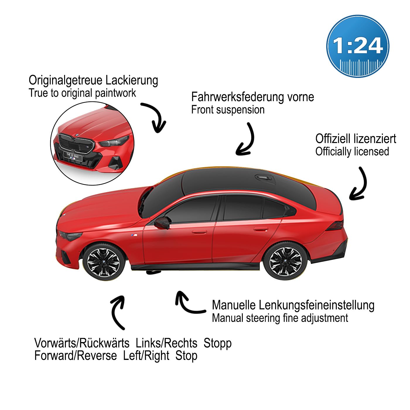 JAMARA 402218 BMW I5 1:24 2,4 GHz Op Afstand Bestuurde Auto, RC Car Kinderspeelgoedauto Met Afstandsbediening Modelauto Cadeau Voor Kinderen Sportauto Originele Lak 1949625870