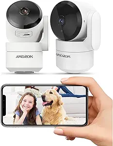 2 Pack Indoor Security Cameras Wireless, 360° Camera for Home/Pet/Baby with Night Vision, AI Motion Detection, 2-Way Audio, Local/Cloud Storage, Compatible with Alexa & Google Assistant asin的图片