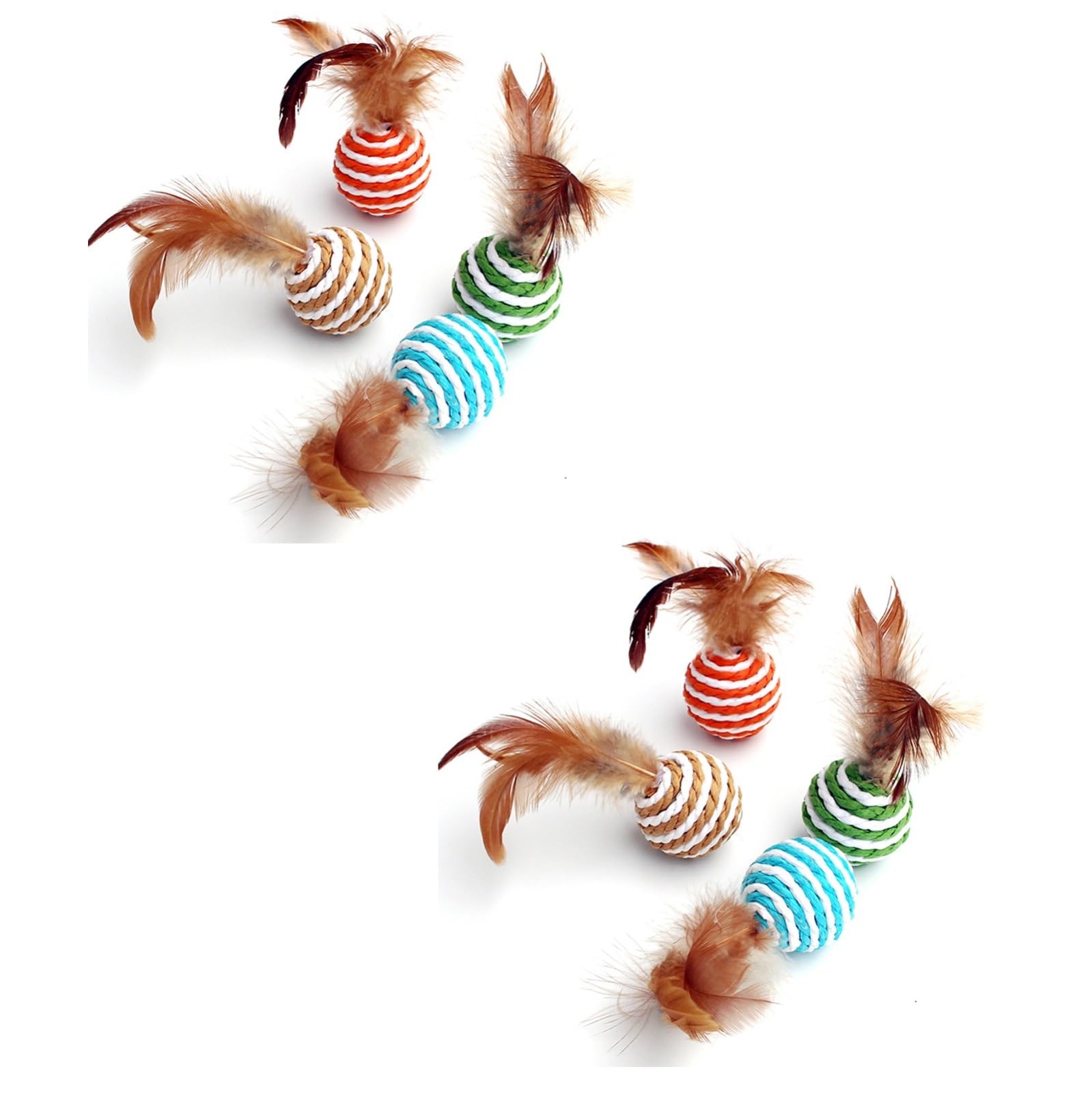 Katzenspielzeug, Katzenspielzeug, bunt, Sisal, interaktiver Ball, Heimtierbedarf, Feder, Katzentraining, Catcher, Katzenspielzeugball, 8 Stück