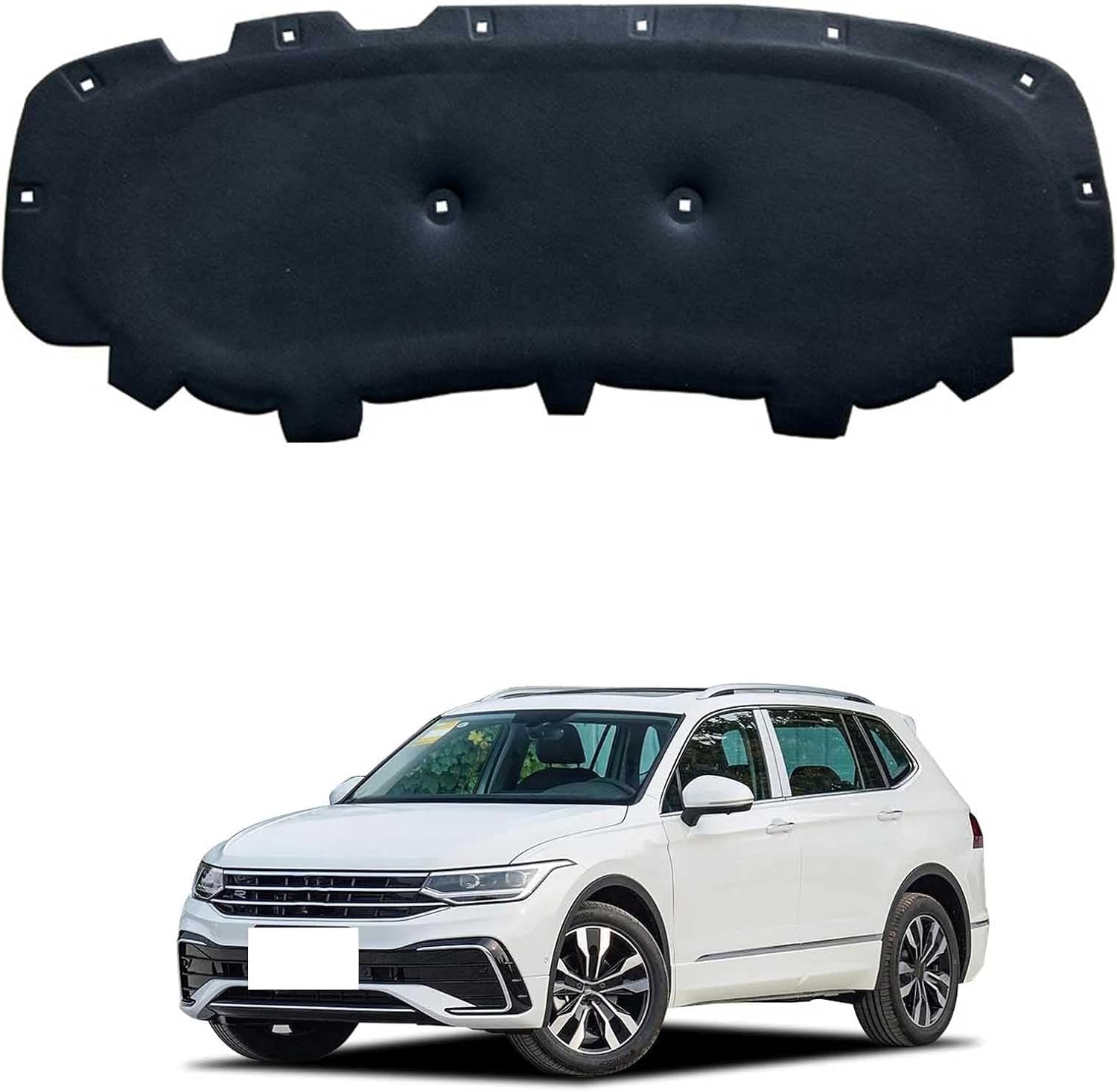 Bonnet Sound Deadening Mat 10mm for Volkswagen Tiguan L OE: 5NG863831 – Heat Shield Insulation, Practical Replacement Liner with Clips & PET Fibre