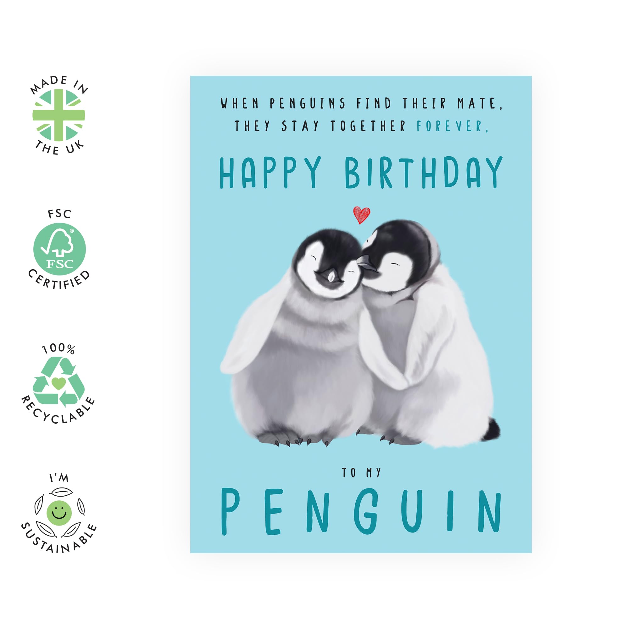 Central 23 Biglietto Di Compleanno Con Pinguino Per Fidanzato O Fidanzata, Con Adesivi Divertenti E Busta