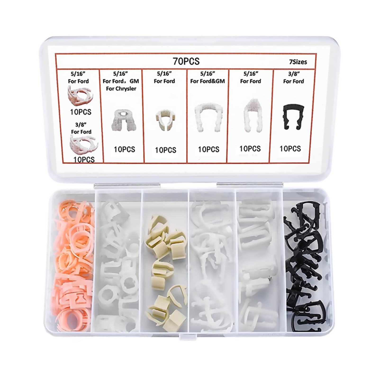 Kit 80 Clip Per Tubo Carburante Swpeet - Compatibili Ford E GM, 8 Misure Diverse - Foto 11