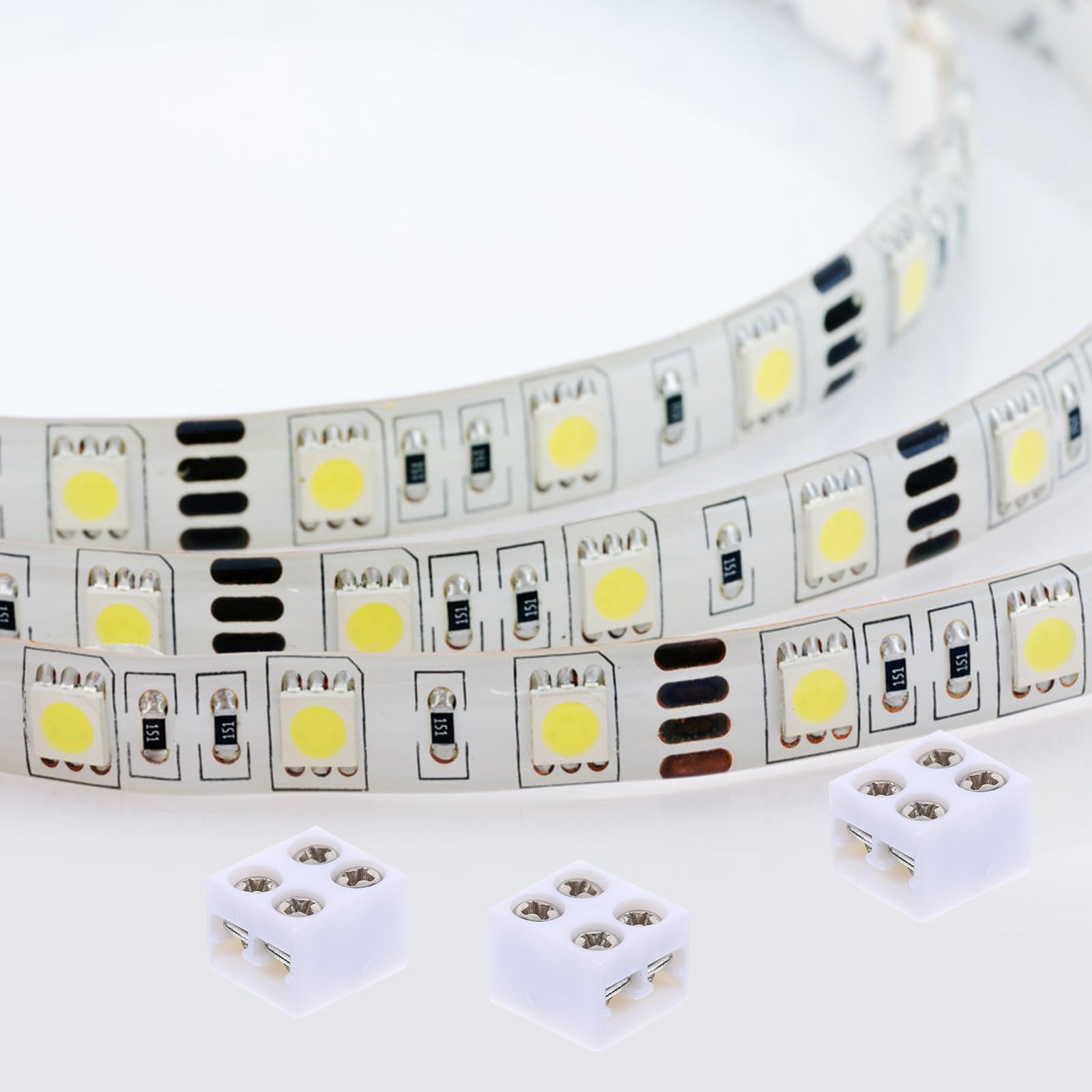Conectores de Tiras de Luz LED sin Soldadura de 2 Pines Adaptador Atornillado para Tira de 8 MM Compatible Cables Sólidos y Trenzados 18-22 Awg Pack de 50 Unidades para