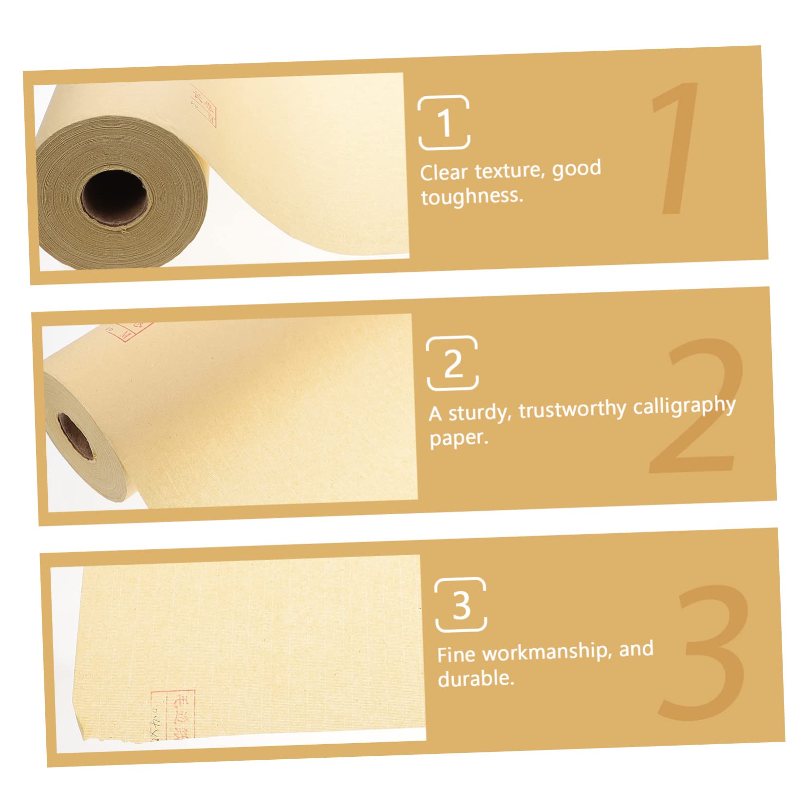 Papel de Caligrafía China para Principiantes y Amantes, Rollo Largo Beige