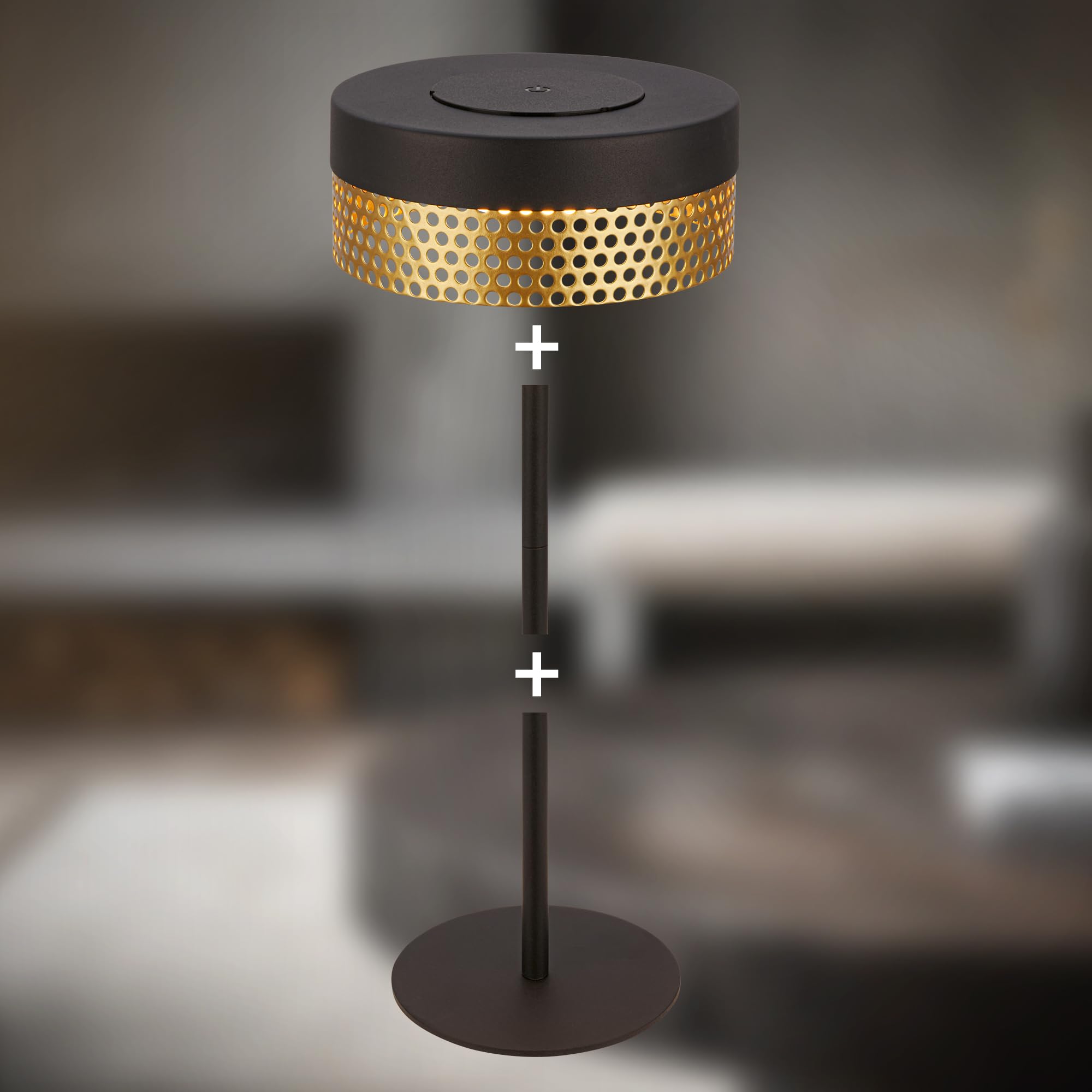 BRILONER - LED tafellamp draadloos IP44 met touch, dimbaar, oplaadbare batterij, bedlamp, leeslamp, LED lamp, campinglamp, tafellamp, oplaadbare batterij lamp, buitenlamp, 16 x 29 cm, koffie
