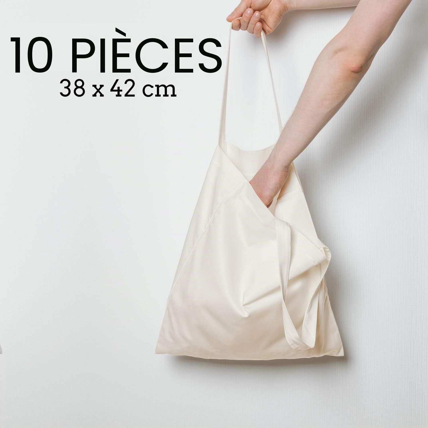 ELES VIDA Set de sacs en coton non imprimés, sac à bandoulière, Sacs de courses, ÖKO-TEX® sac à provisions à provisions
