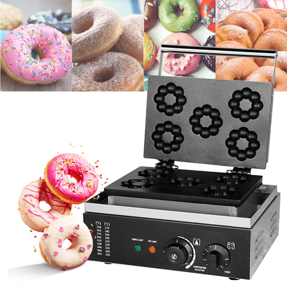 Máquina Eléctrica De Donuts De Acero Inoxidable De 1550 W, Máquina De Donuts Comercial, Donuts De 6 Agujeros para Uso En Cocina Y Negocios, Máquina De Donuts con Calefacción De DOB