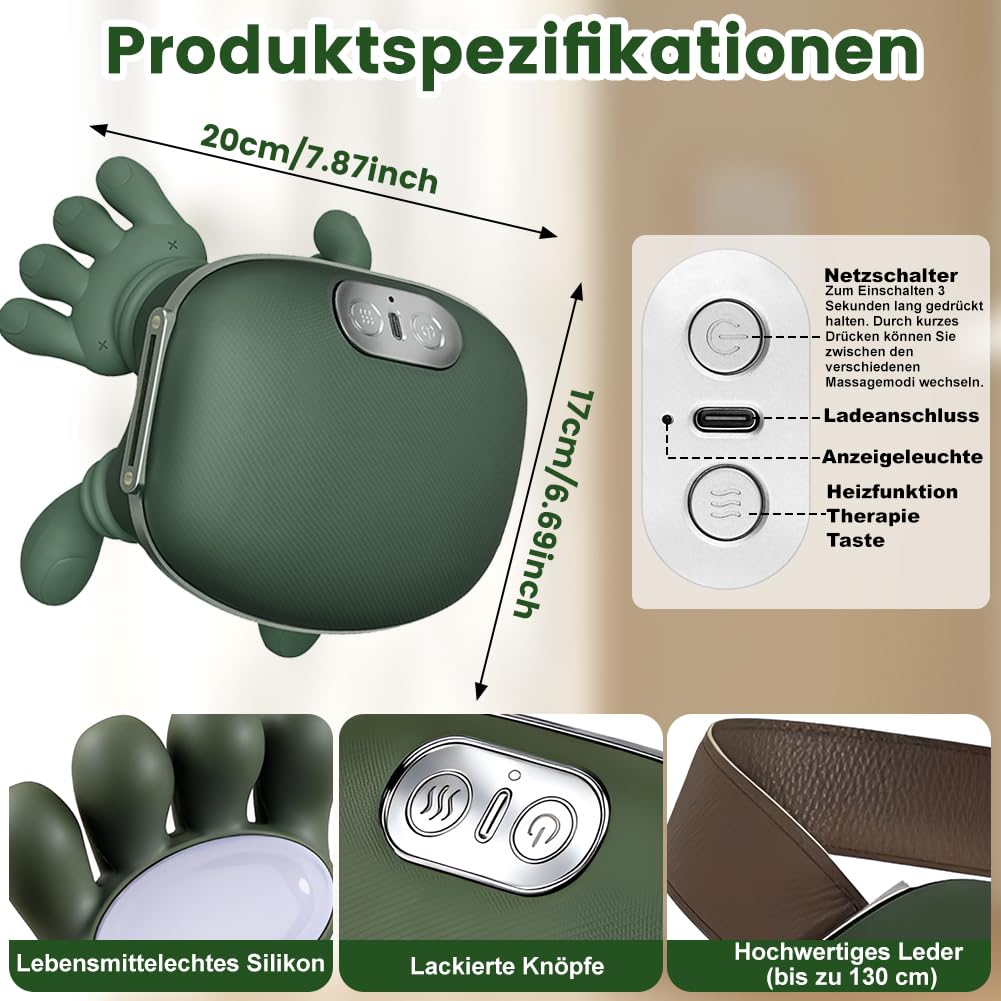 Massagegerät, 4D Nackenmassagegerät, Nackenmassagegerät mit Wärme, Heizendes Nacken, Shiatsu Massagegerät 3 Modi 2 Heizstufen, USB Elektrische Schultermassagegerät Neck Massager für Zuhause Büro Reise