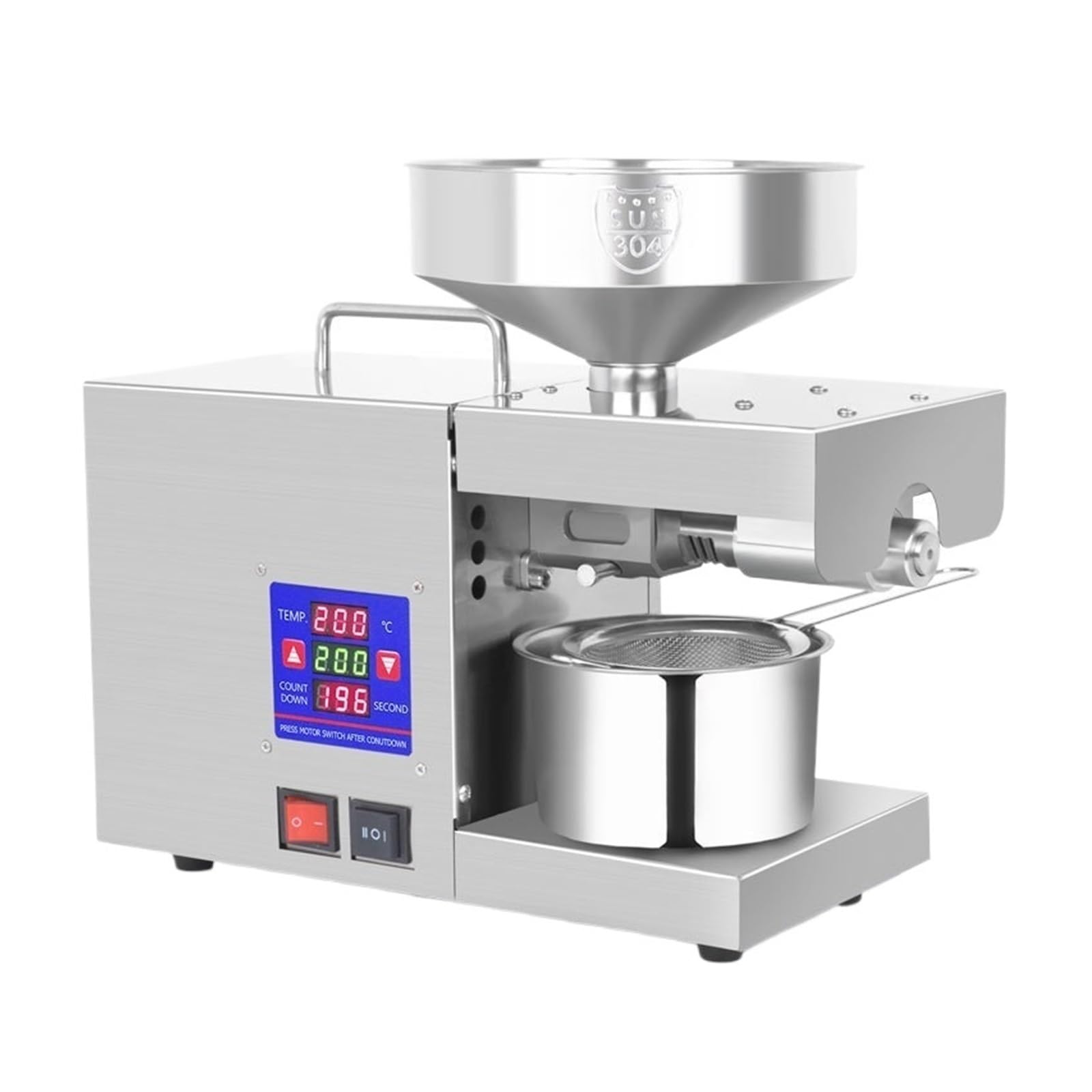HCZKIUJY Intelligent Temperature Control Household Oil Press Automatic Frying Free Peanut Production Stainless Steel Family Intelligent Temperature Control