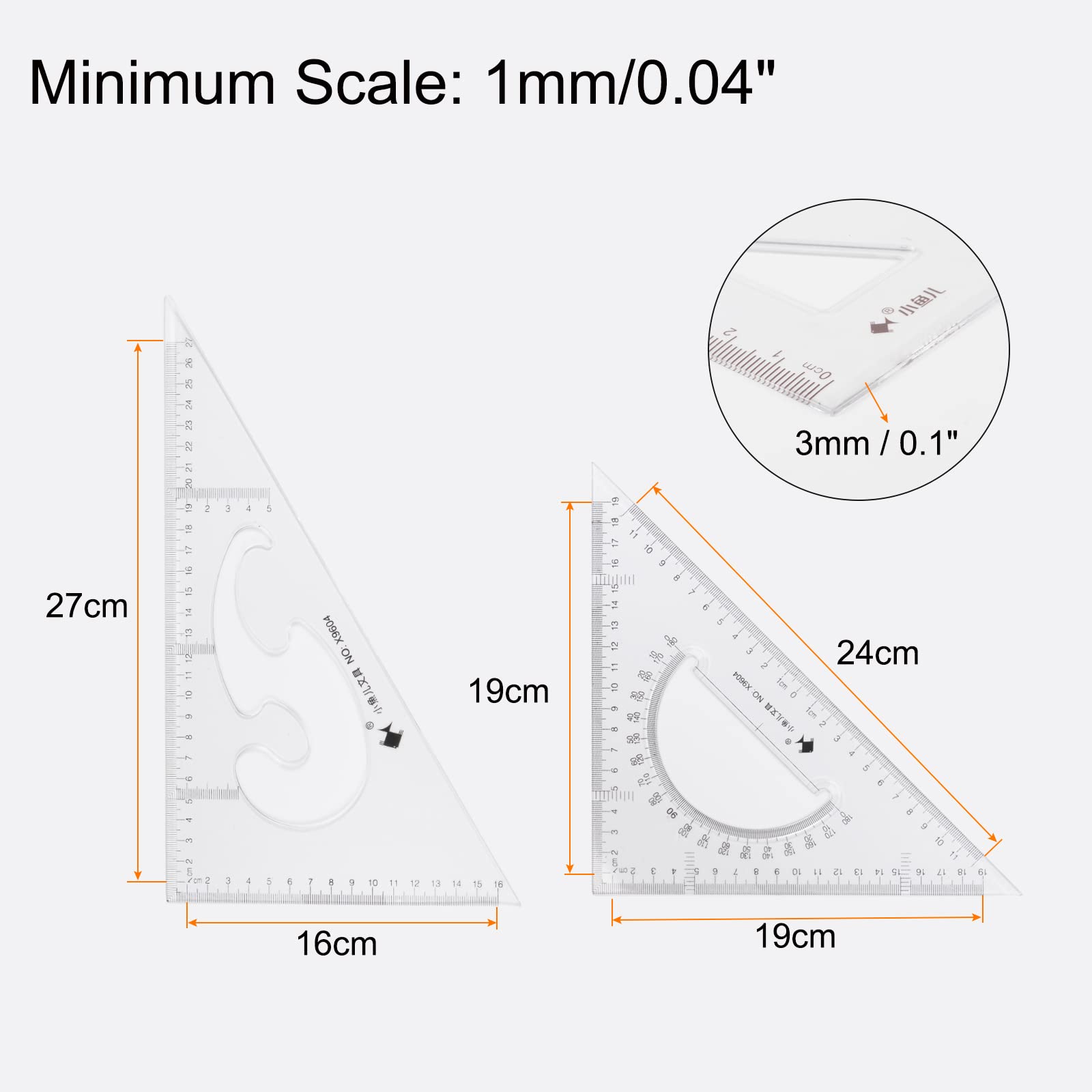 Amazon.com : HARFINGTON 2piece Triangle Ruler Square Set
