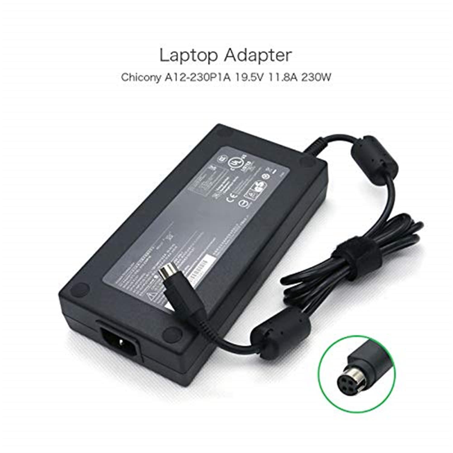 230W 4 Pin A12-230P1A A230A003L ADP-230EB T Caricabatterie adattatore CA | Sostituzione per MSI Trident 3 7RA-084US VR7RD B906 8906 GT83VR VR7RC-018US VR7RC-020US ADP-230EBT(19.5V 11.8A)