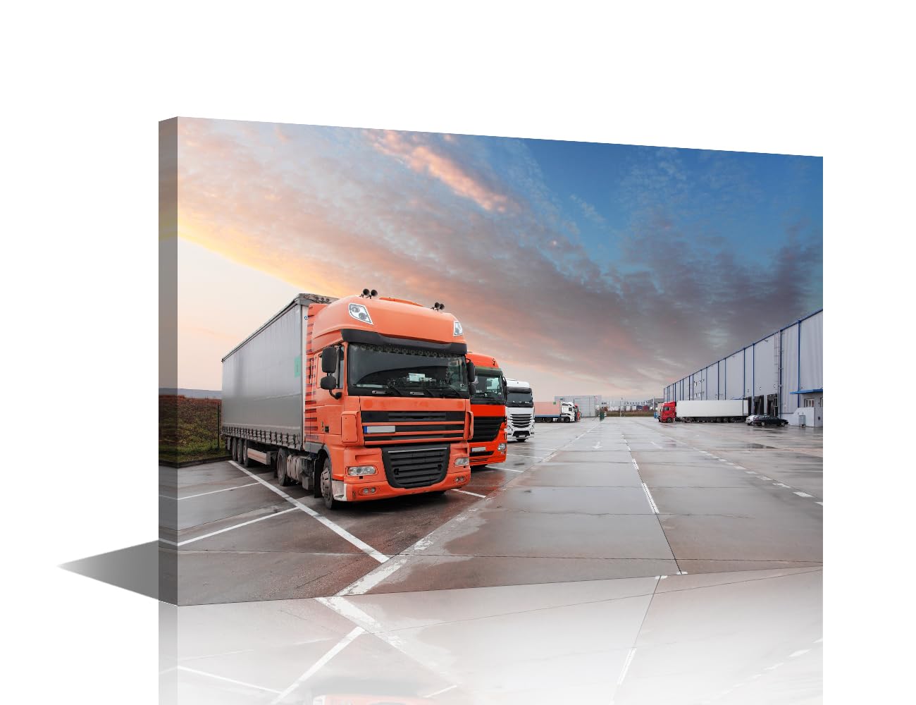 1 Panels Modern Canvas Wall Art Truck in Warehouse and Cargo Transport Pictures Print on Canvas for Home Wall Decorations, Stretched and Framed Ready to Hang, 24" Wx16 H