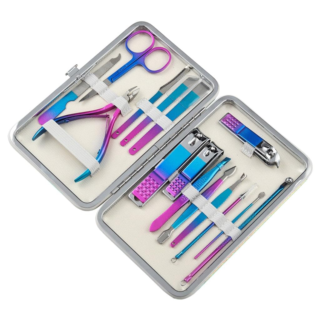Gradient color patchwork nail clipper set color nail enhancement tools 15 piece nail clipper set