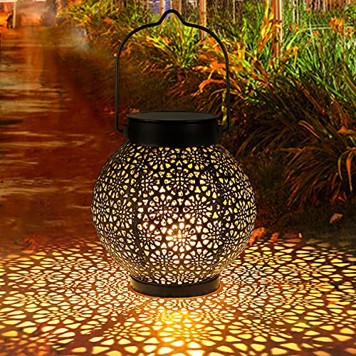 Lanterne Solaire, Tencoz LumièRe Solaire ExtéRieure Led De Jardin éTanche, Lanterne à éNergie Solaire Suspendue En MéTal DéCoratif Pour Jardin, Patio, Cour Et Table.