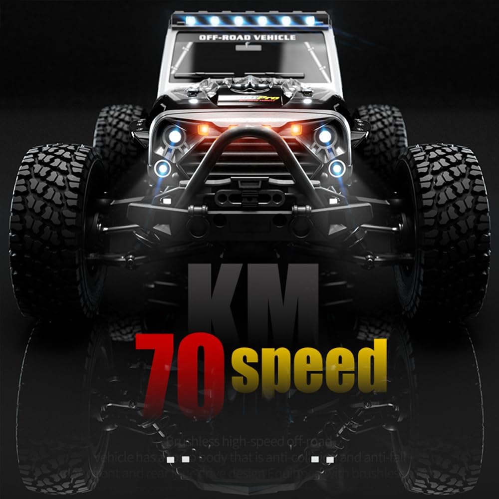 Fast RC Cars for Adults Max 45mph, 1/16 Remote Control Car, Brushless Motor Electric Off Road RC Truck, 4WD High Speed Drift RC Car with 3 Lipo Batteries