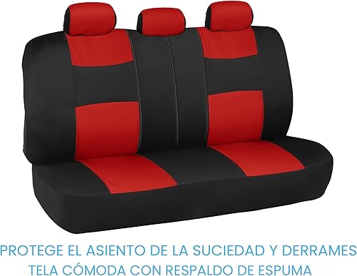 Miniatura 7 de BDK PolyPro - Juego completo de fundas de asiento de automóvil en rojo sobre negro funda de asiento de banco dividido delantero y trasero fácil de