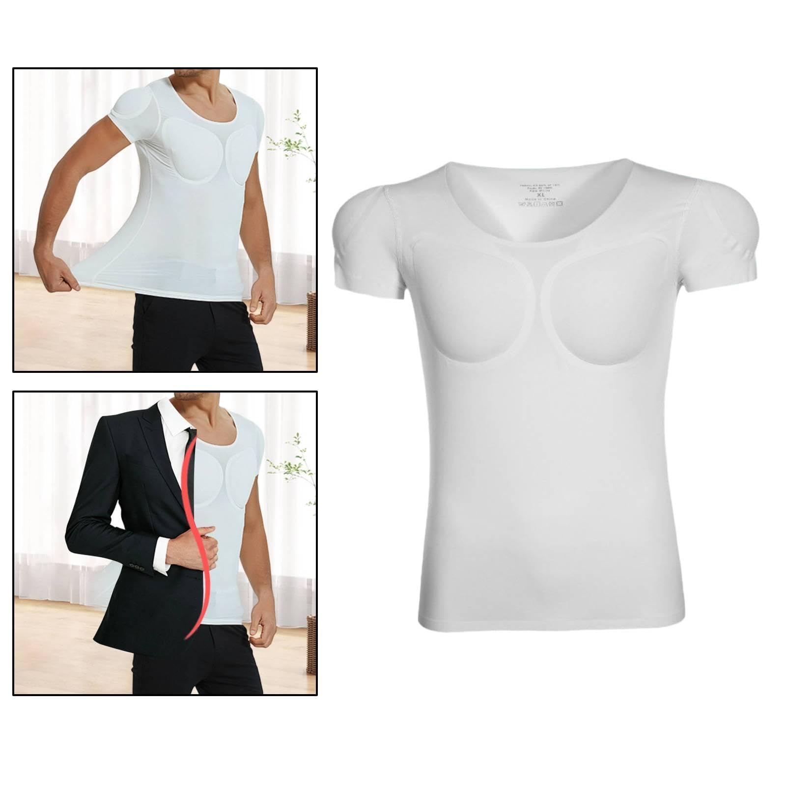 Milageto Camiseta con músculos falsos para hombre, divertida camiseta con músculos acolchados para interiores y exteriores, Mangas Cortas, S