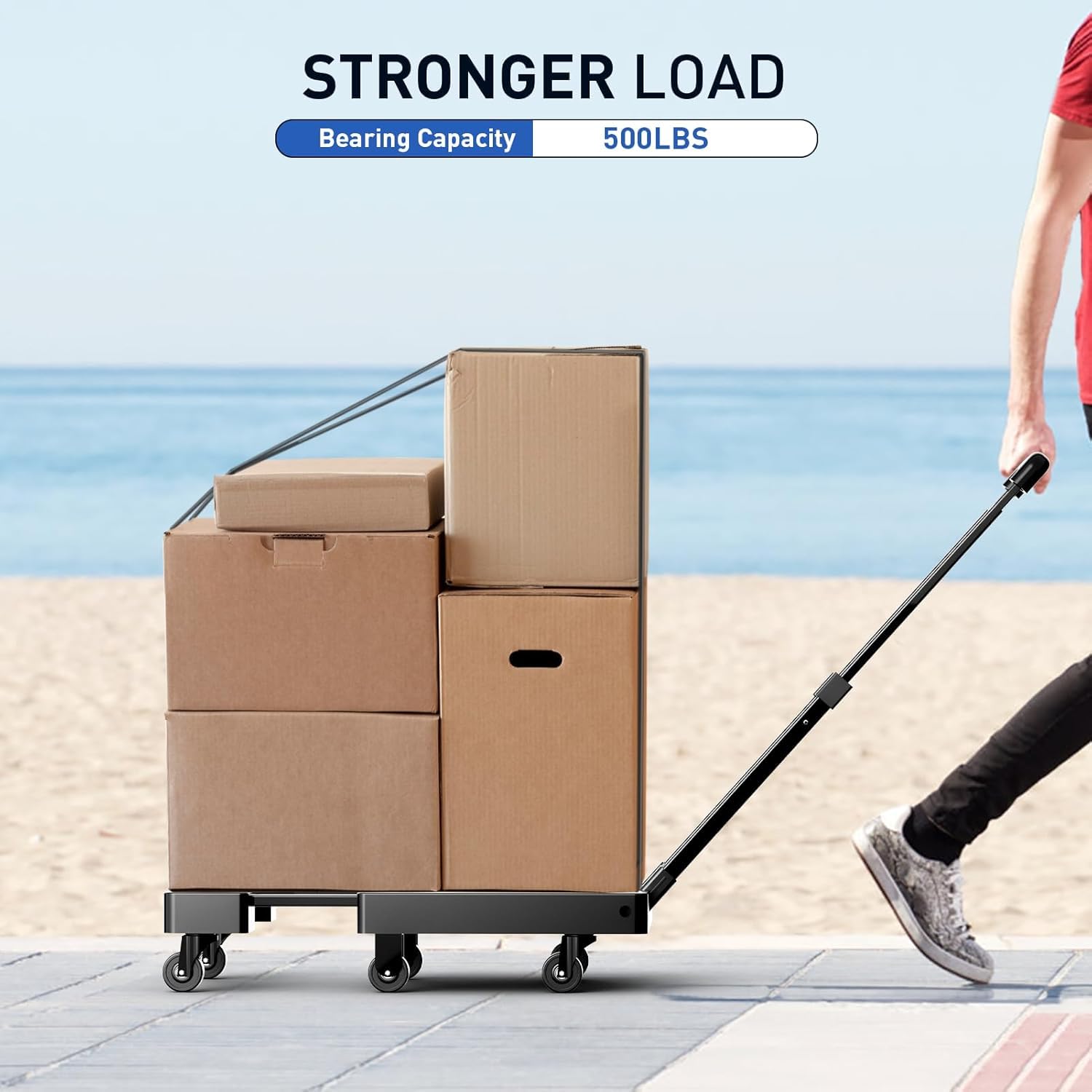 SPACEKEEPER Folding Hand Truck - 500LB Luggage Cart -5 SPACEKEEPER Folding Hand Truck - 500LB Luggage Cart -5