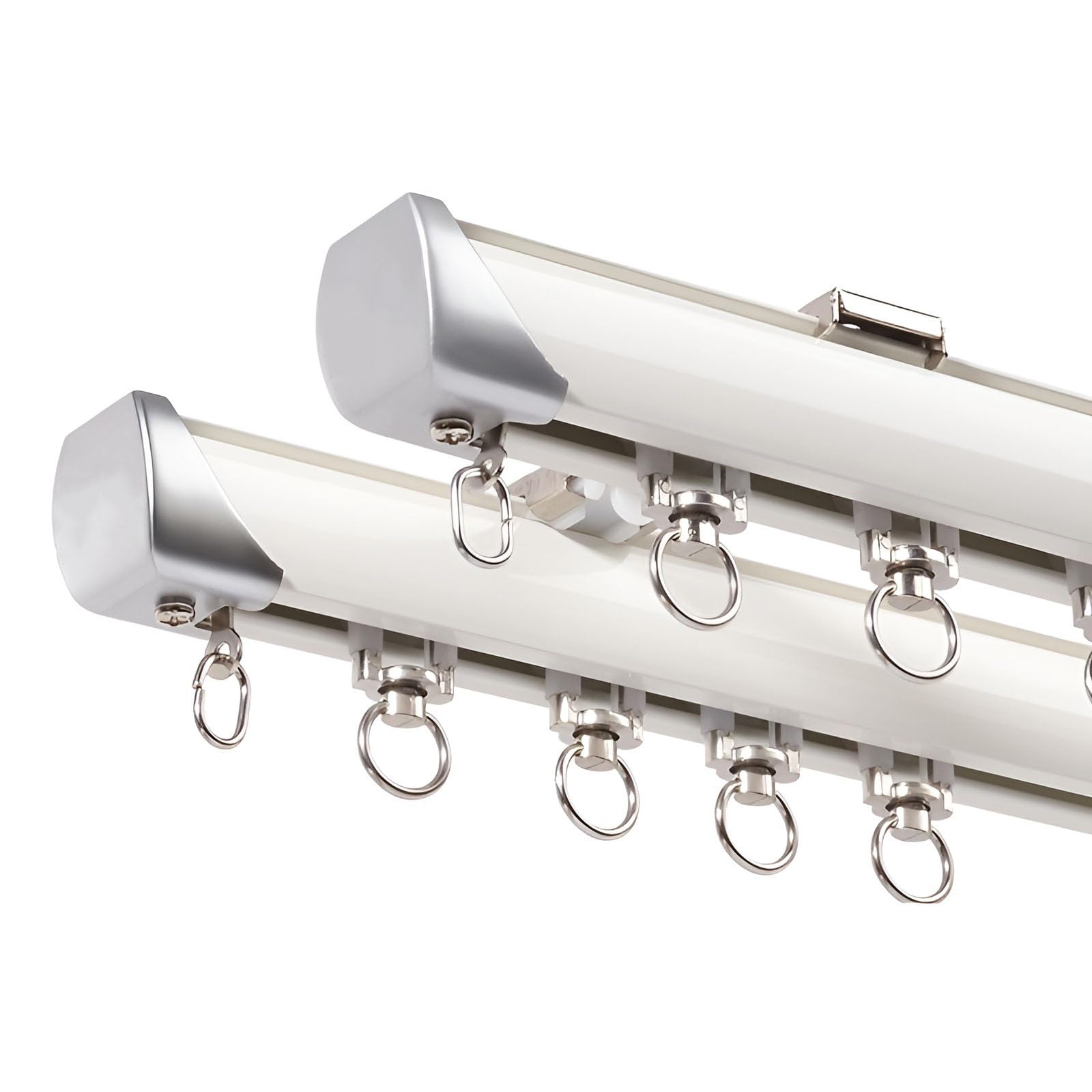 Gzdxbf White Heavy Curtain Rail Double Track, 70Cm-600Cm Room Divider Sliding Ceiling Track For Curtains, Ceiling Or Wall Mount Aluminium Curtain Track For Privacy Living Room(,400Cm-13.1Ft(4 * 100Cm))