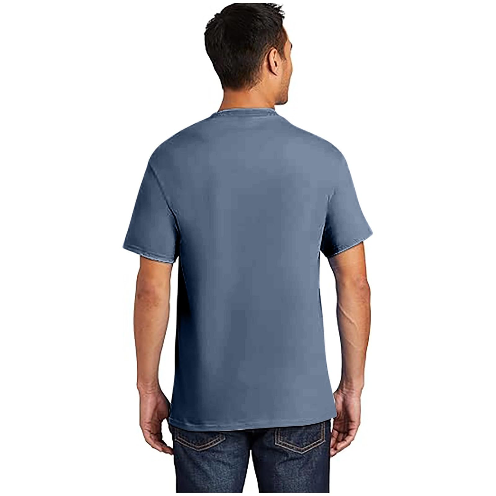T-shirt dla mężczyzn UK solidny top z okrągłym dekoltem z prostym obszyciem i oddychalnością Męski sportowy krój warstwy bazowe i ubrania do pracy i biura