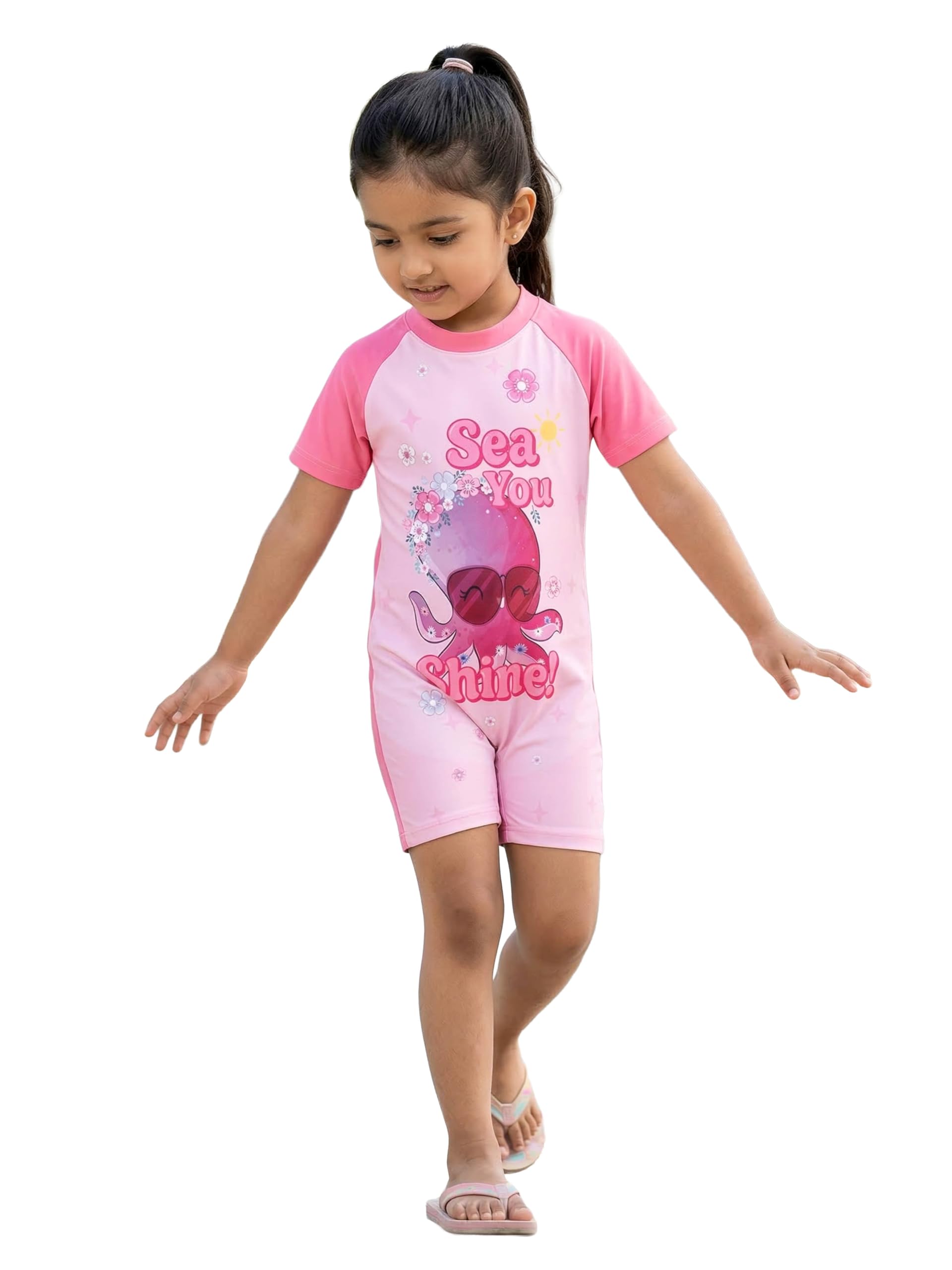 KiddoPanti Girls Graphic Printed Swimwear | Polyester Spandex Stretch One Piece Swimsuit | Quick Dry Beachwear for Kids | Age 1-14 Years-picture-11