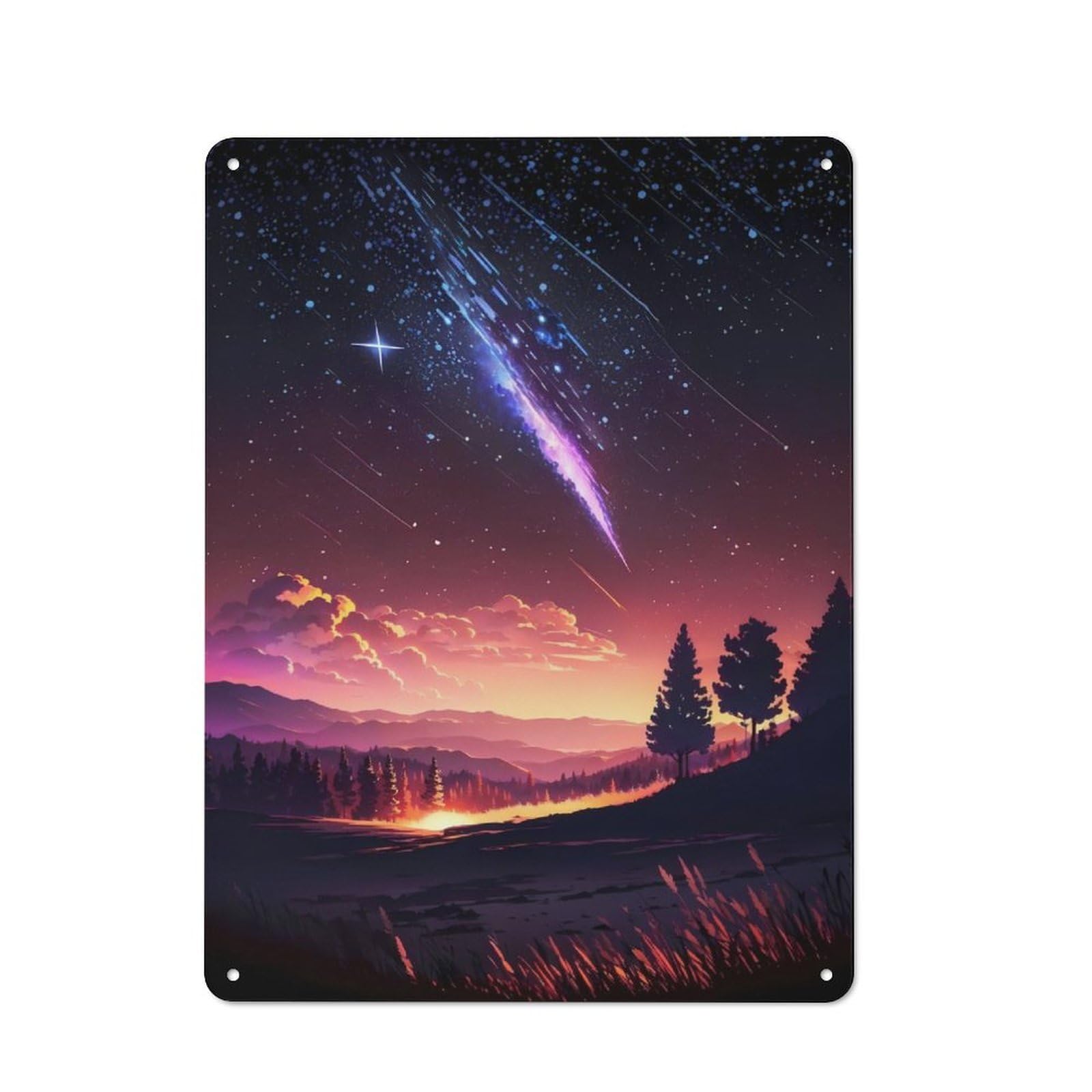 Junmoney Shooting Stars Anime Landscape Vintage Tin Sign 40X30cm With For Guest Room Or Hallway, Suited To Wall Displays In Guest Rooms And Hallways