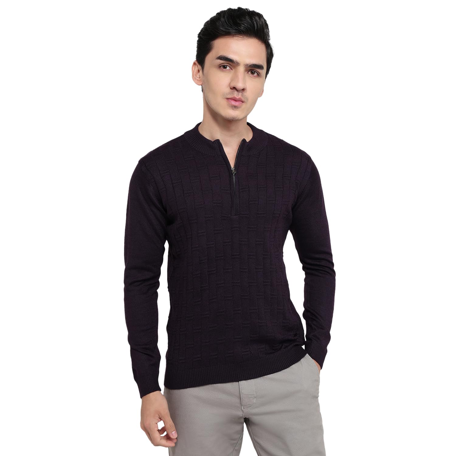 park avenue Men Reguler Fit Solid Pattern Acrylic Wool Blend Turtle Neck Full Sleeve Casual Winter Wear Purple-picture-16