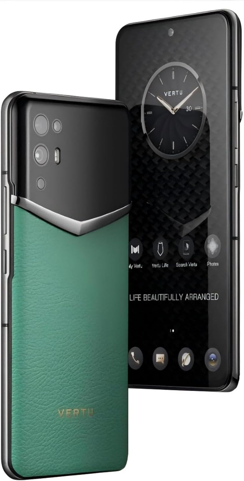 iVERTU Calfskin 5G Phone, Unlocked Smartphone, Secure Encrypted, 64MP Camera, 12+512G, 120Hz FHD+(1080 * 2400) OLED Display, Dual SIM, Fast Charge (Imperial Green)