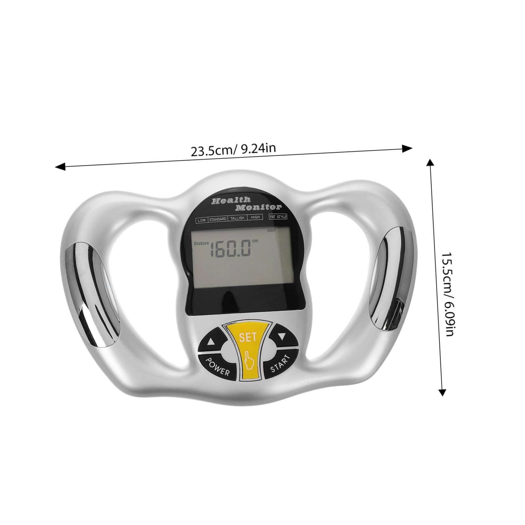 Misuratore Grasso Corporeo Portatile Argento Abs, Analisi Bmi | Misurazione Digitale Precisa, Uso Ovunque e Viaggio, Interfaccia Intuitiva e Design Compatto