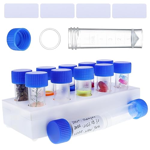 Recipiente de almacenamiento de viales graduado de plástico de 0.2fl oz, contenedor de tinta a prueba de fugas, tubos de prueba con tapas de