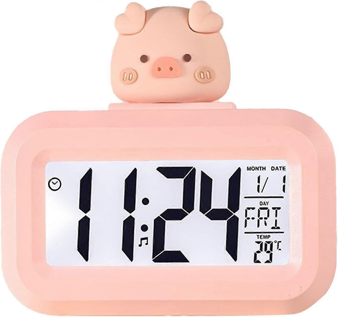 Réveil électronique mignon écran LED dessin animé numérique clair protection yeux chambre enfant