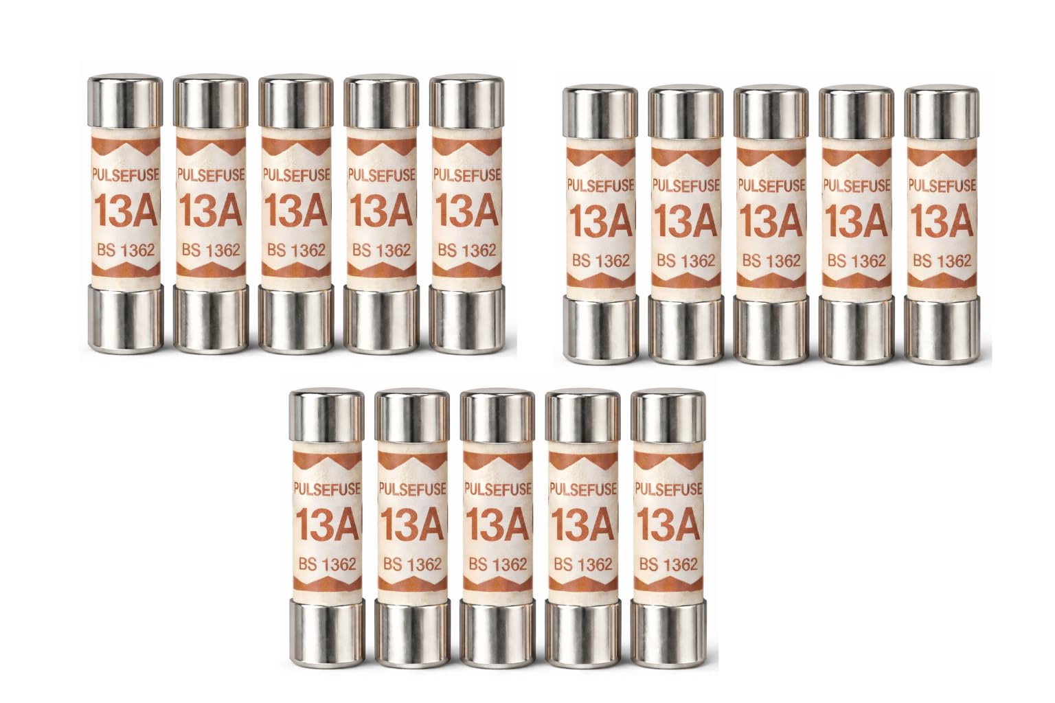 Pulsefuse® 15 x 13A Plug Top Fuses BS1362 | 13 Amp Household Ceramic Cartridge Tube Fuse 240V/250V 6.3x25mm for UK Mains Electrical Appliances — image 1