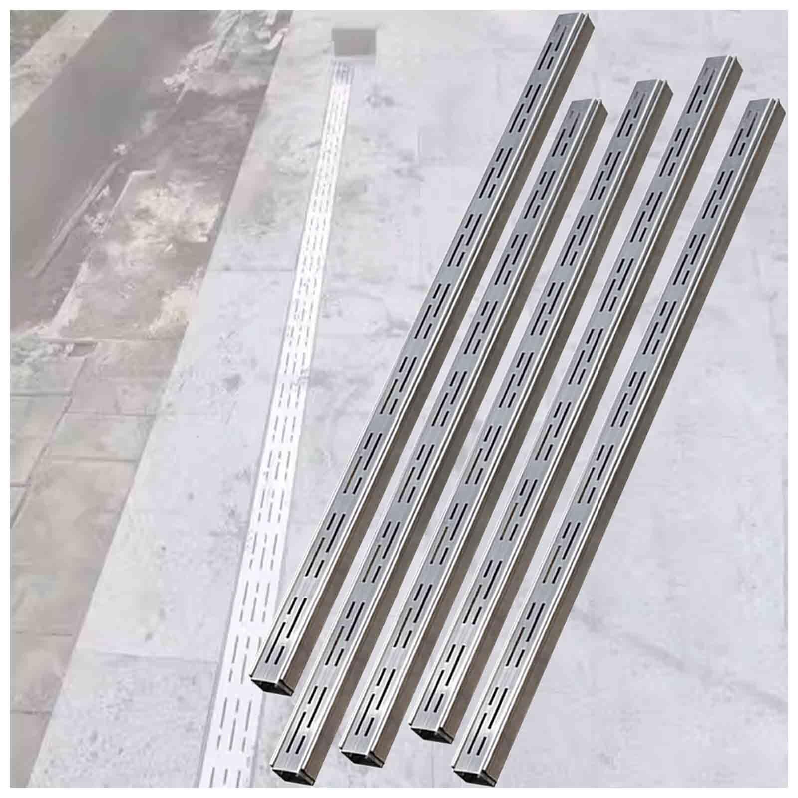 KLGFBDC Drainage Trench Channel with Grate, Narrow Slim Gutter System for Yard, Patio, Driveways, and Garage