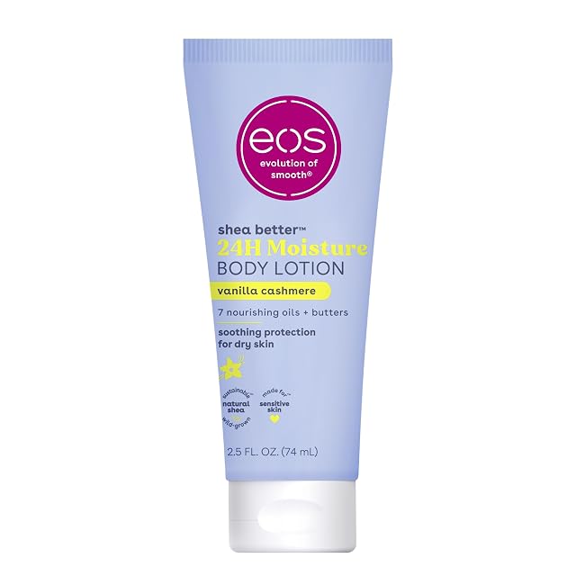 eos 24H Moisture Travel Body Lotion- Vanilla Cashmere Travel Size Essential Toiletries Mini Body Lotion For Dry Skin