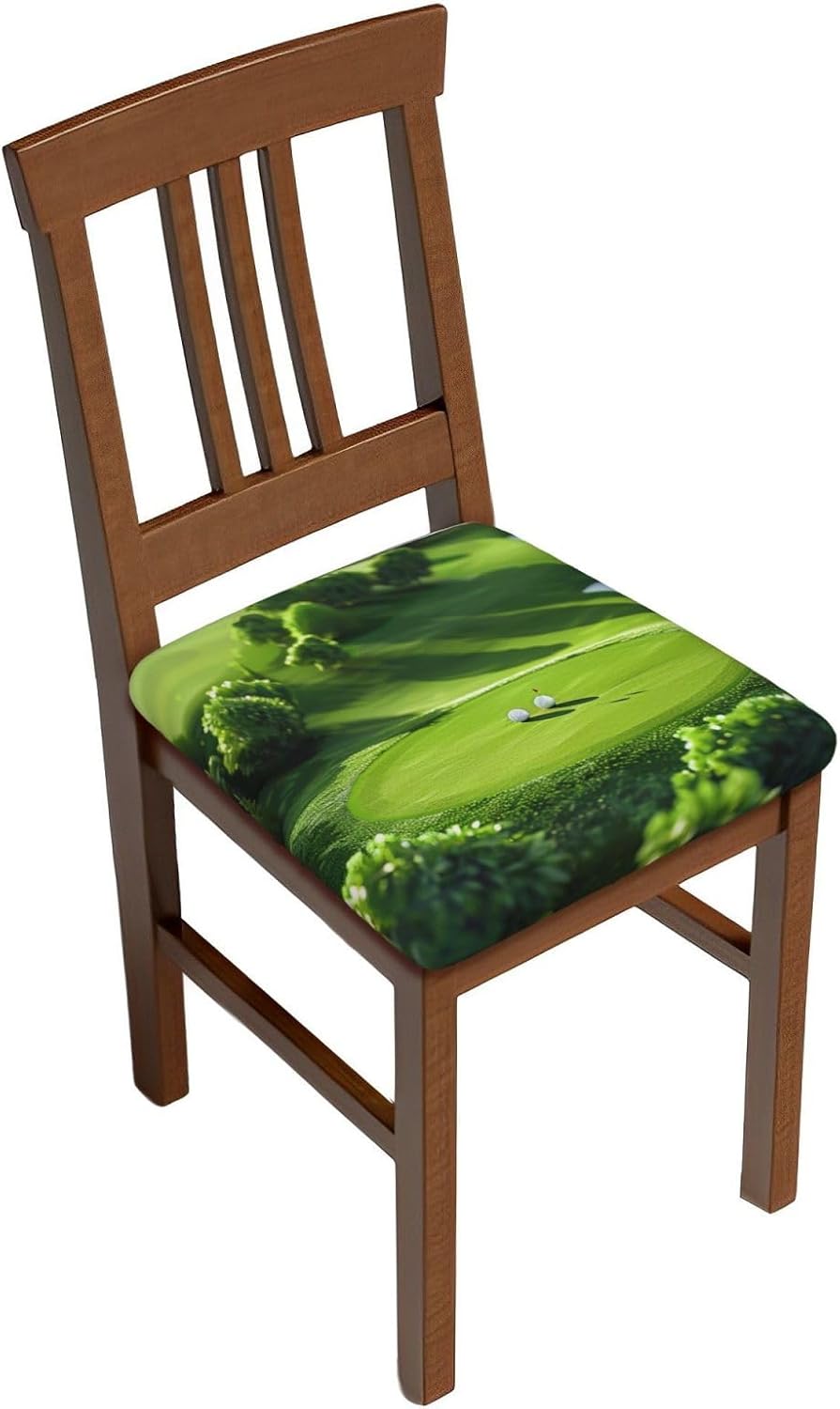 Golf Course Print Square Cushion Covers 6 Pcs Set Elastic Non-Slip Seat Cushion Slipcovers Pet Furniture Protectors for Chair, Sofa