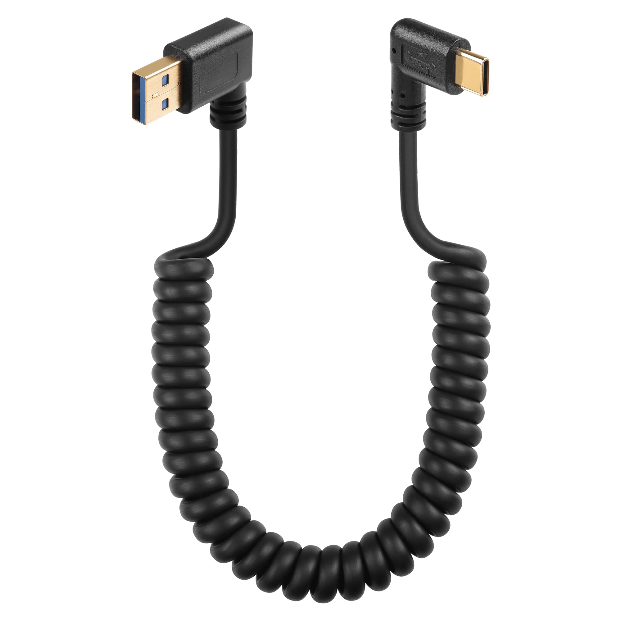 SinLoon 90 Degree USB Type C Spring Cable 5Gbps Retractable USB3.0 to USB C Charging Cable and Data Transfer for Phone, Tablet, Other USB C Devices (