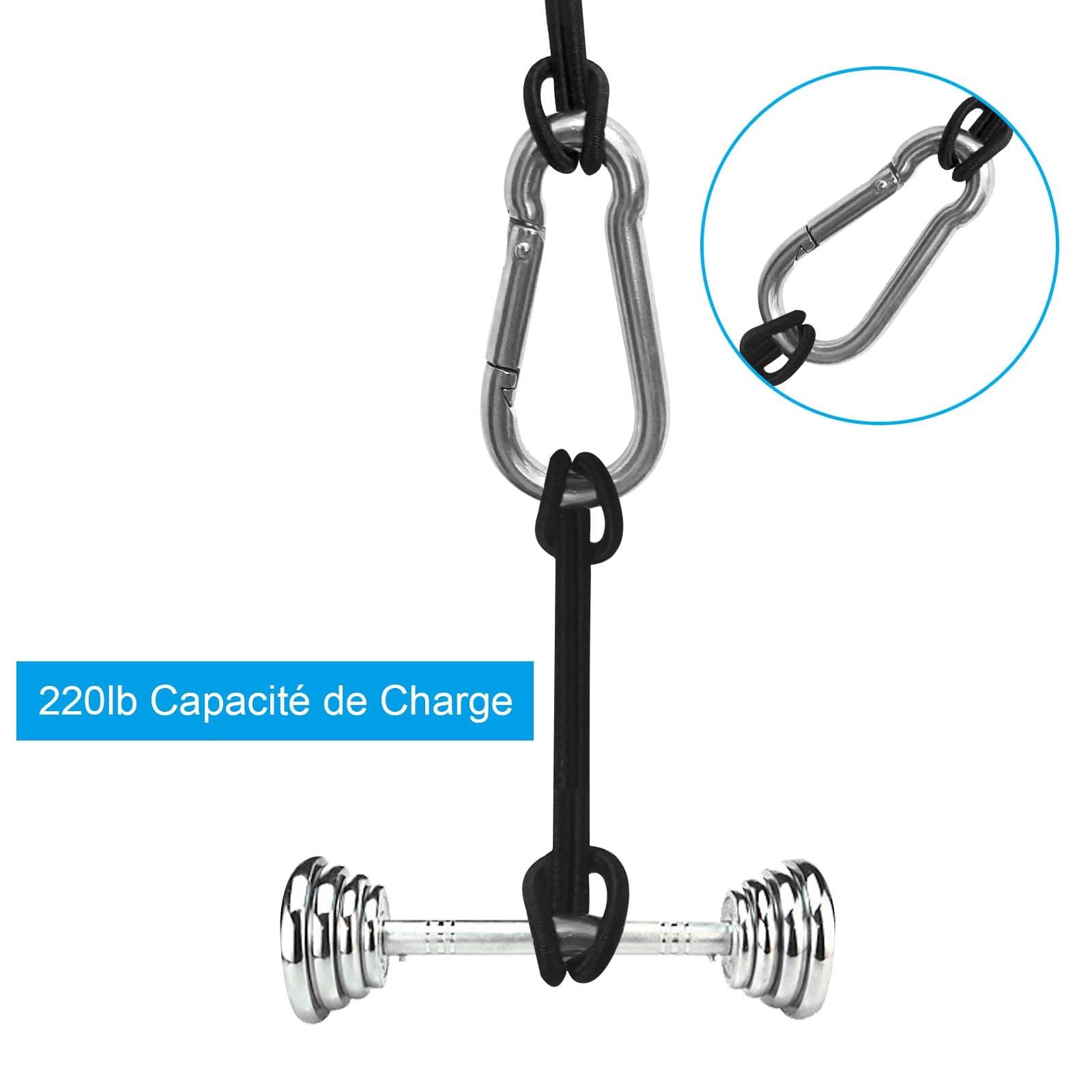 SENENQU M6 Mousqueton Acier Galvanisé, 60 PCS Mousqueton de Fixation pour Charges Lourdes - Capacité de Charge de 120 kg/260 LB, Crochet Mousquetons Balancoire - 60mm x φ6 mm