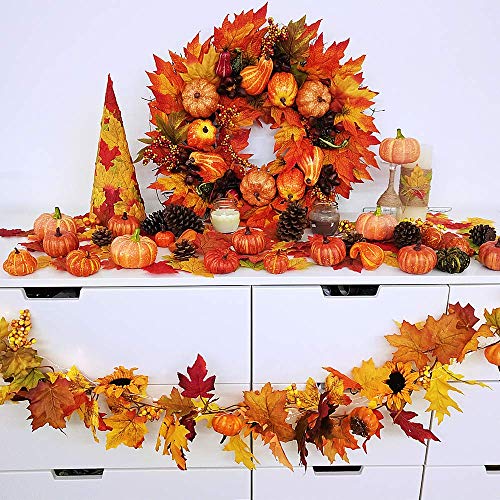 Rcbmn Ghirlanda artificiale con foglie d'acero e