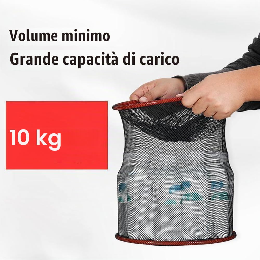 Cestino da Pesca per Pesci Vivi, Gabbia per Rete da Pesca Pieghevole, Cesto Galleggiante per Pesce con Design a Corda per la Pesce All'aperto