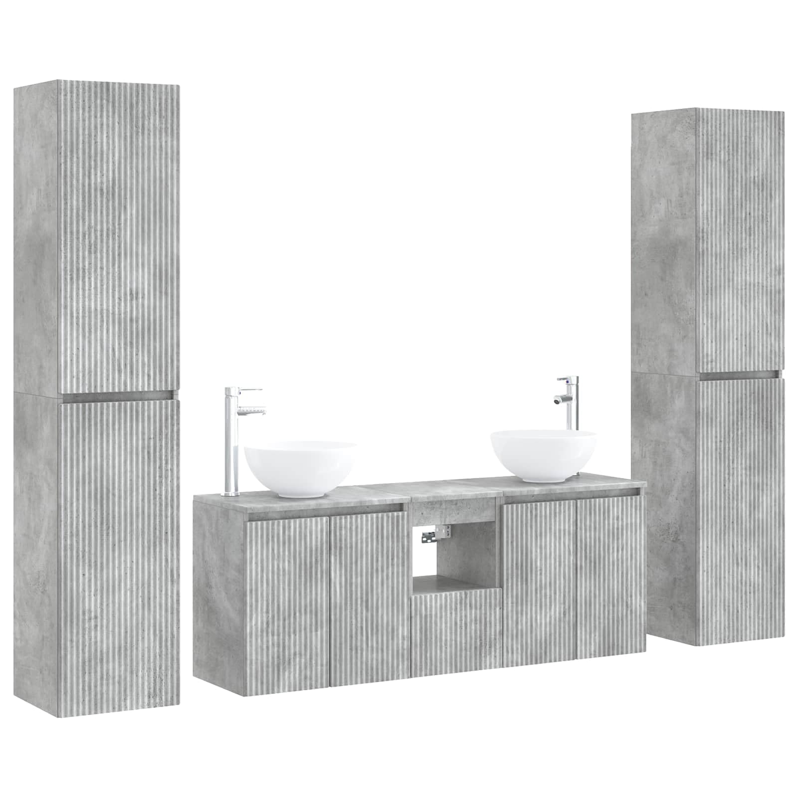 Juego de muebles de baño de 5 piezas con lavabo, color gris