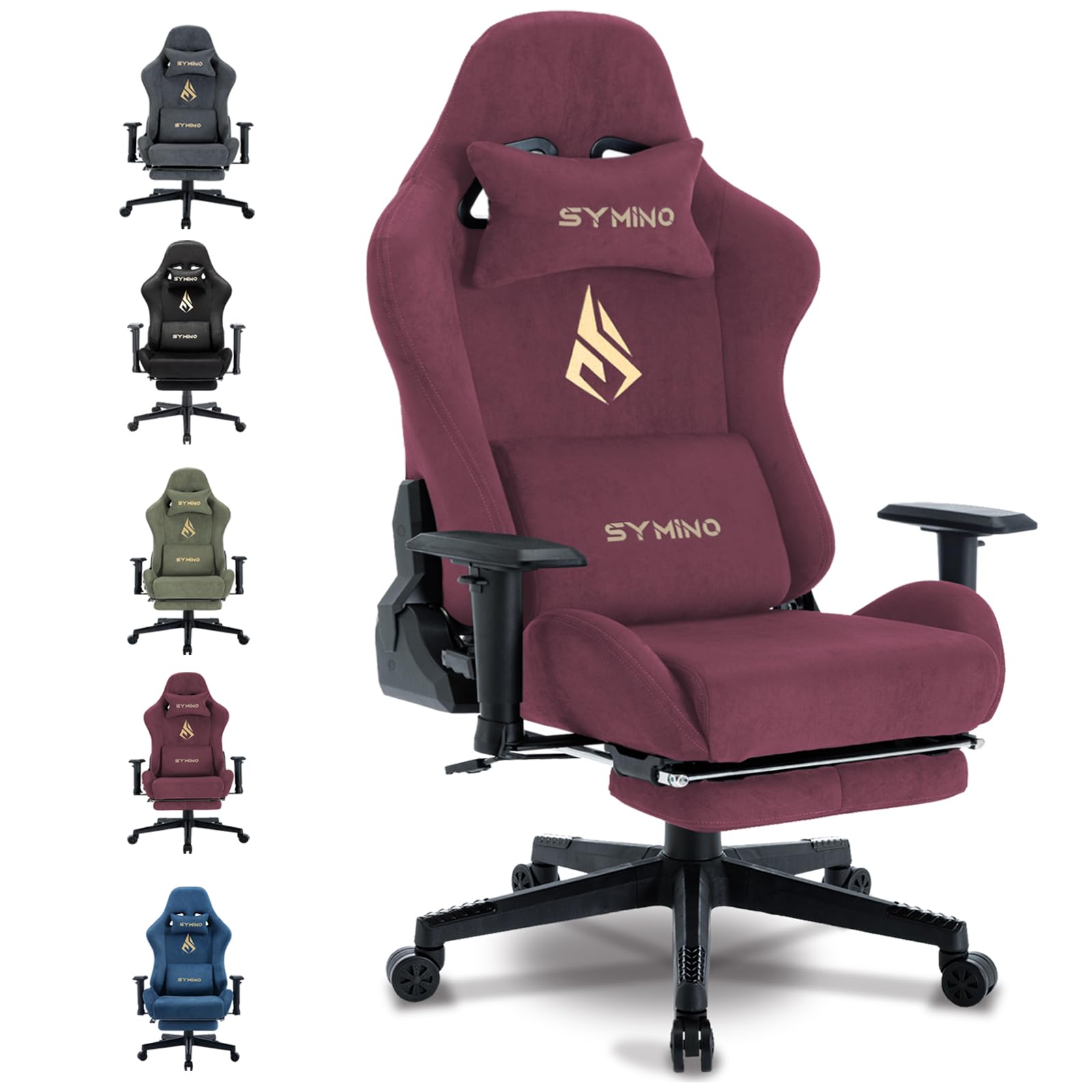 Symino Gaming Stuhl, Atmungsaktiver Bürostuhl aus Hochwertigem Stoff, So Weich Wie Pelz, Ergonomischer PC-Stuhl, Verstellbarer und Drehbarer Schreibtischstuhl mit Fußstütze, Blau | So Weich Wie Pelz, Ergonomischer PC-Stuhl, Verstellbarer und Drehbarer Schreibtischstuhl mit Fußstütze, Blau