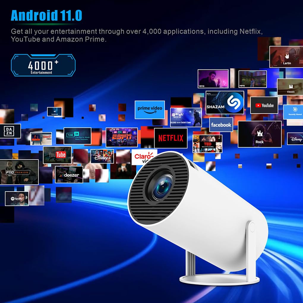 Projektor 4/5G WiFi6 Pro bez szwu do oglądania na zewnątrz 2.4/5G WiFi6 BT 5.0 Projektor wideo Cinema Outdoor 260ANSI 720P UK