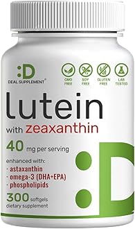 DEAL SUPPLEMENTLutein and Zeaxanthin Supplements, 40mg Per Serving | 300 Softgels, Enhanced with Astaxanthin, Omega-3s and Phospholipids, Essential Eye Vitamins & Vision Health Support